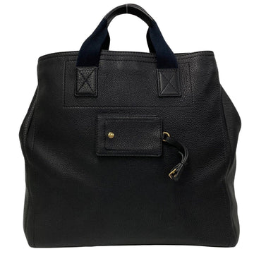 YVES SAINT LAURENT rive gauche leather genuine handbag tote bag navy 08518