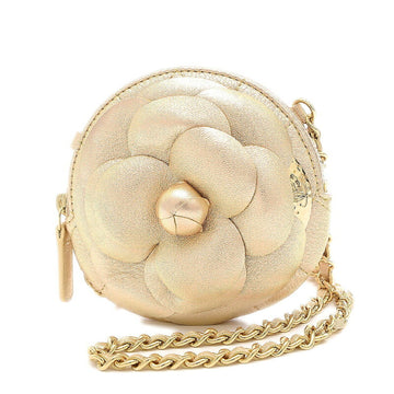 Chanel Camellia Chain Clutch Shoulder Gold AP2121