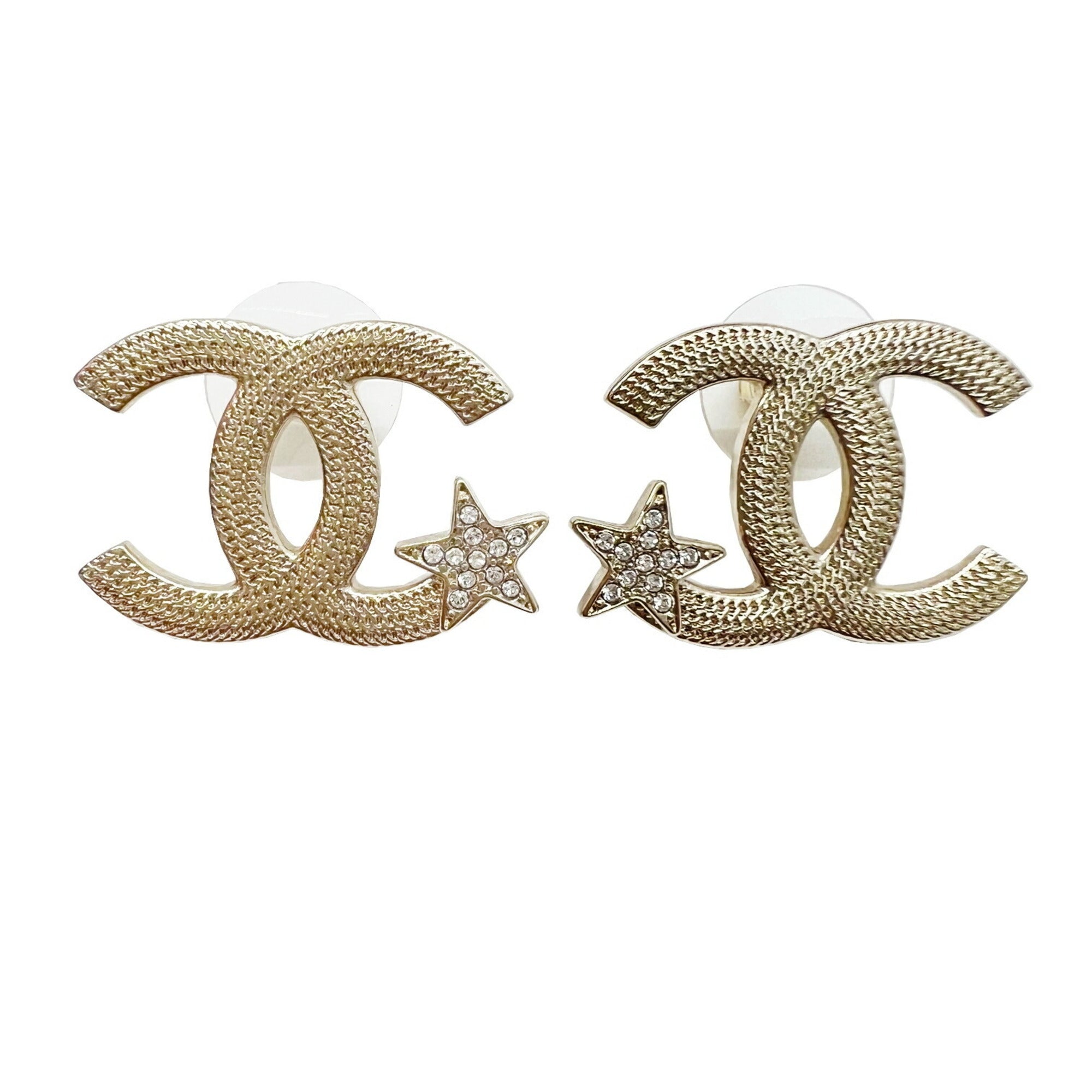 CHANEL, Jewelry, Chanel 23c Gold Crystal Heart Cc Logo Valentines Earrings  New Wtags Receipt