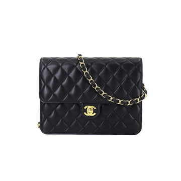 Chanel matelasse chain shoulder bag leather black gold metal fittings Matelasse Bag