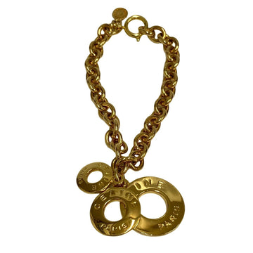 CELINE Vintage Circle Logo 3 Chain Bracelet Bangle Accessory Gold Men Women