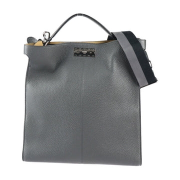 FENDI Peekaboo X Light Fit Tote Bag 7VA447 Leather Dark Gray 2WAY Shoulder