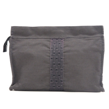 HERMES/ Yale Line Clutch Bag Pouch Gray Unisex