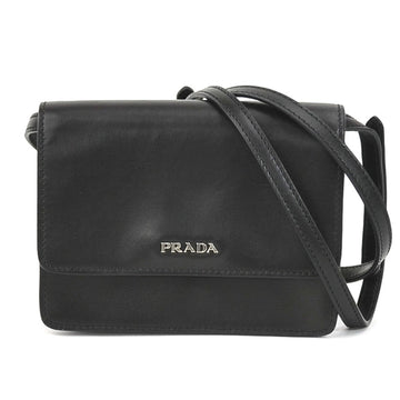 PRADA diagonal shoulder bag leather black ladies BT1031