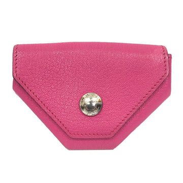HERMES Le Van Quatre coin purse case chevre L stamped pink women's wallet