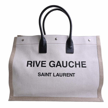 SAINT LAURENT Canvas Leather Rive Gauche Tote Bag 499290 Beige Women's