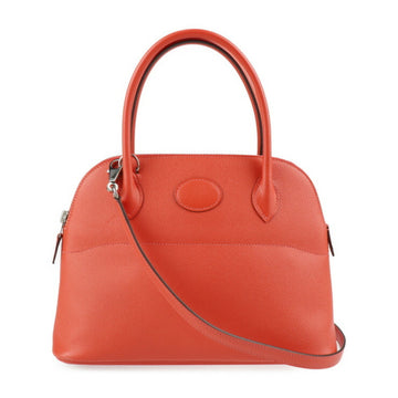 HERMES Bolide 27 Handbag Vaux Epson Rose Jaipur Pink Orange Silver Hardware 2WAY Shoulder Bag X Engraved