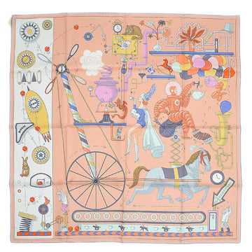 HERMES Carre 90 Scarf Tea For Two TEA FOR TWO Rose Poodle/White/Blue