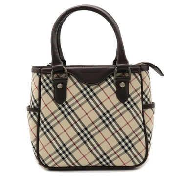 BURBERRY Nova Check Plaid Handbag Tote Bag Canvas Leather Beige Dark Brown
