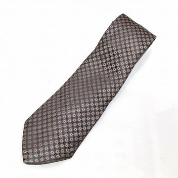 CHANEL Silk Embroidery All Over Pattern Silver Gray Brand Accessories Necktie Men's