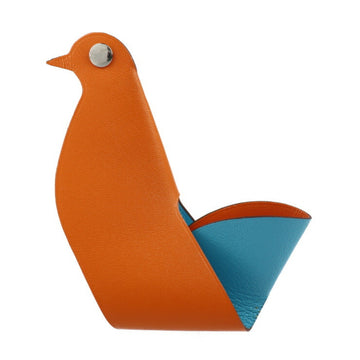 HERMES CLICKAZOO Clickazoo Other Accessories Vaux Swift Chevre Fu Orange Series Turquoise Blue Silver Metal Fittings Dove Pigeons Ornaments