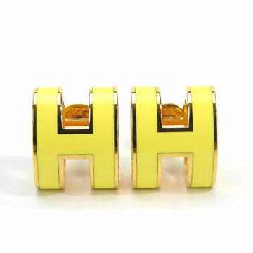 HERMES earrings pop ash H yellow gold plated accessory ladies