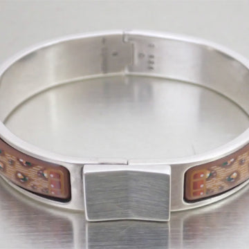 HERMES bracelet bangle click crack silver 925/enamel x brown unisex