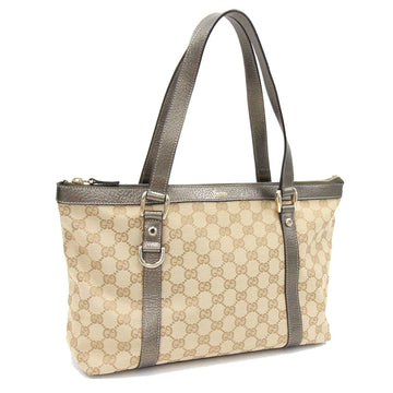 Gucci Tote Bag GG Canvas Abbey 141470 Beige Leather Ladies GUCCI