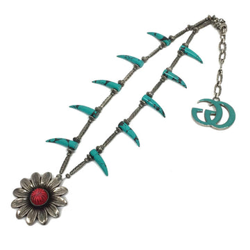 Gucci Flower Necklace Indian Turquoise Silver Ladies