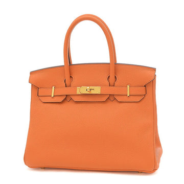 HERMES Birkin 30 handbag Togo orange gold metal fittings U stamp