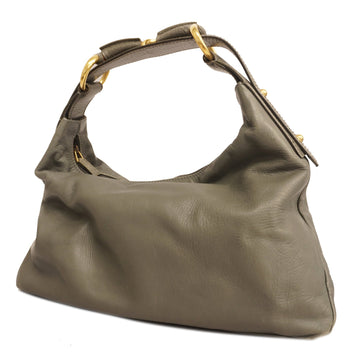 Gucci Horse Bit 115867 Women's Leather Shoulder Bag Gray