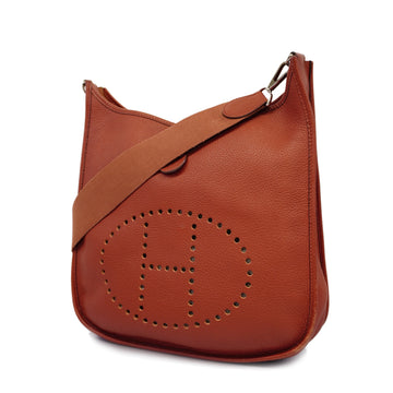 HERMESAuth  Evelyn GM I Stamp Women's Taurillon Clemence Leather Shoulder Bag