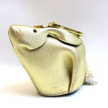 LOEWE Wallet Coin Case Charm Key Ring Rabbit Gold