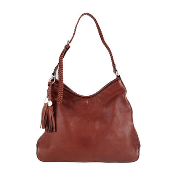 Gucci Marrakech shoulder bag 257026 leather brown semi-shoulder tassel fringe knitting