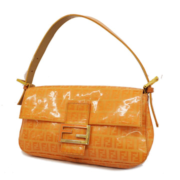 Fendi Handbag Zucchino Mamma Bucket Coated Canvas Orange Gold metal