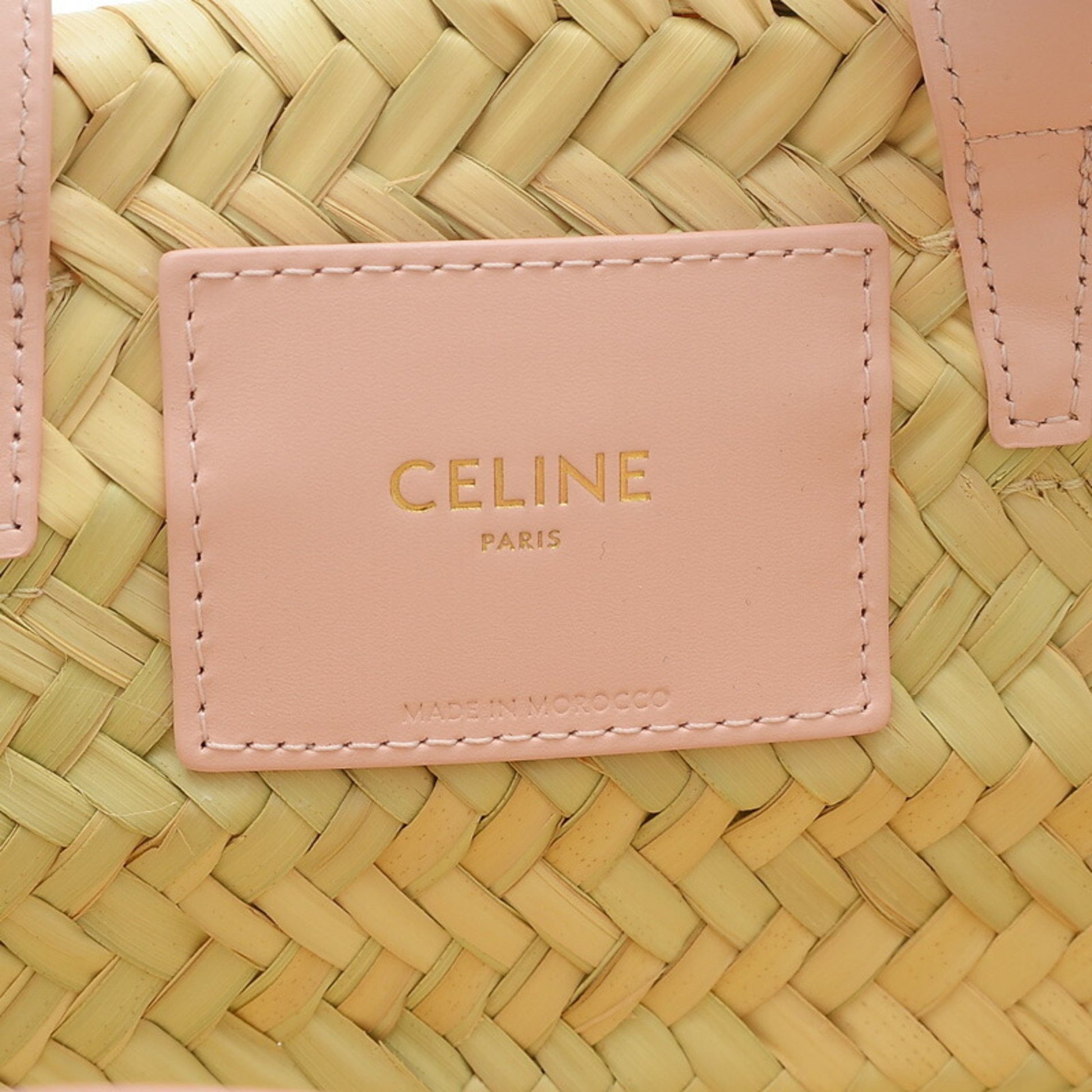 Celine Teen Triomphe Classic Pannier Basket Bag Raffia Pink 194002