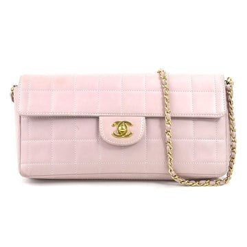 CHANEL Shoulder Bag Chocolate Bar Leather/Metal Light Pink/Gold Ladies