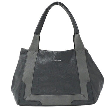 BALENCIAGA Bag Women's Tote Handbag Leather Navy Cabas S Gray 542017