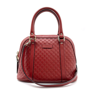 GUCCI Handbag Crossbody Shoulder Bag Micro Shima Leather Red Ladies 449654