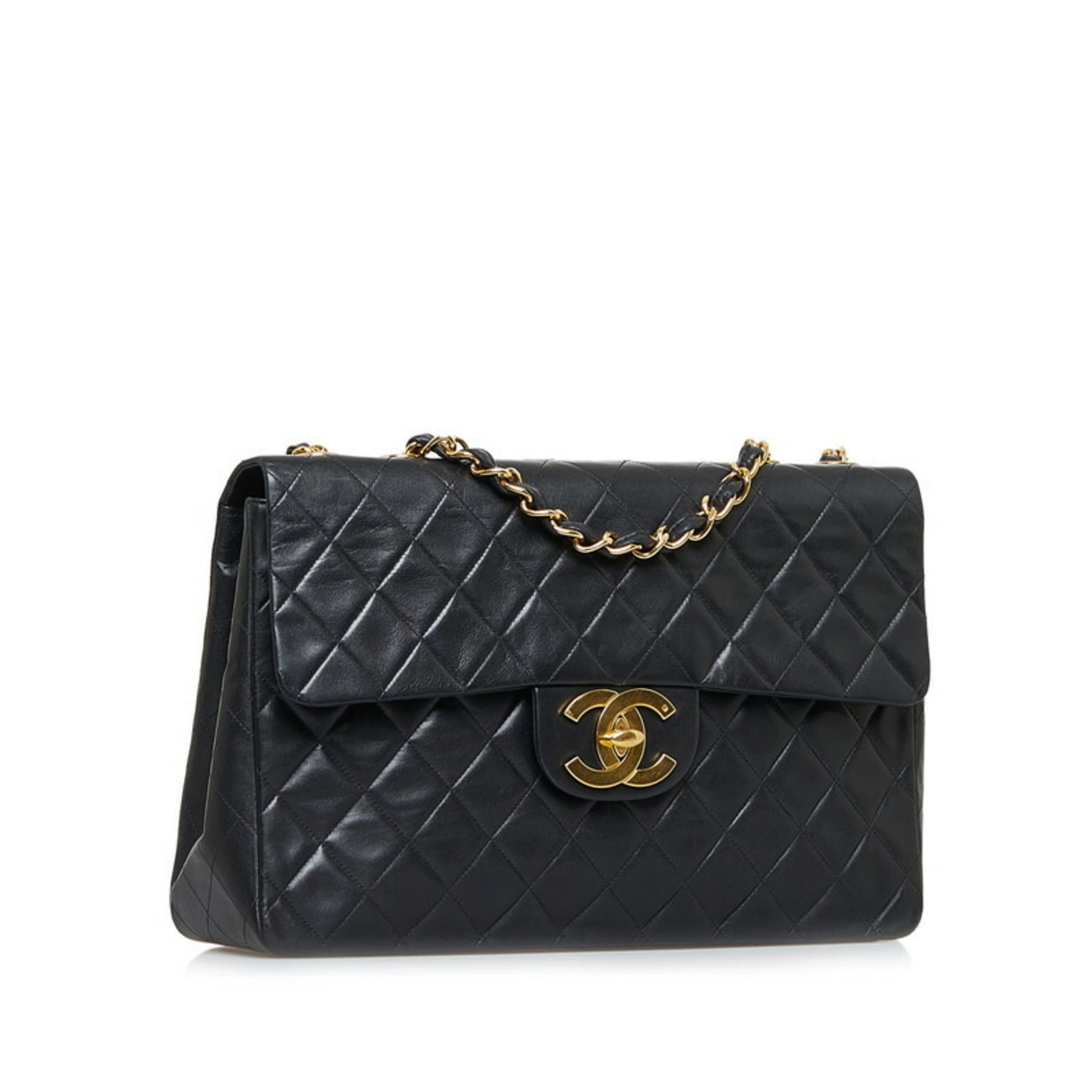 Chanel Single Flap Quilted Lambskin Shoulder Bag Circa