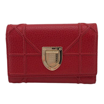 CHRISTIAN DIOR Diorama Compact Wallet Trifold Red Women's