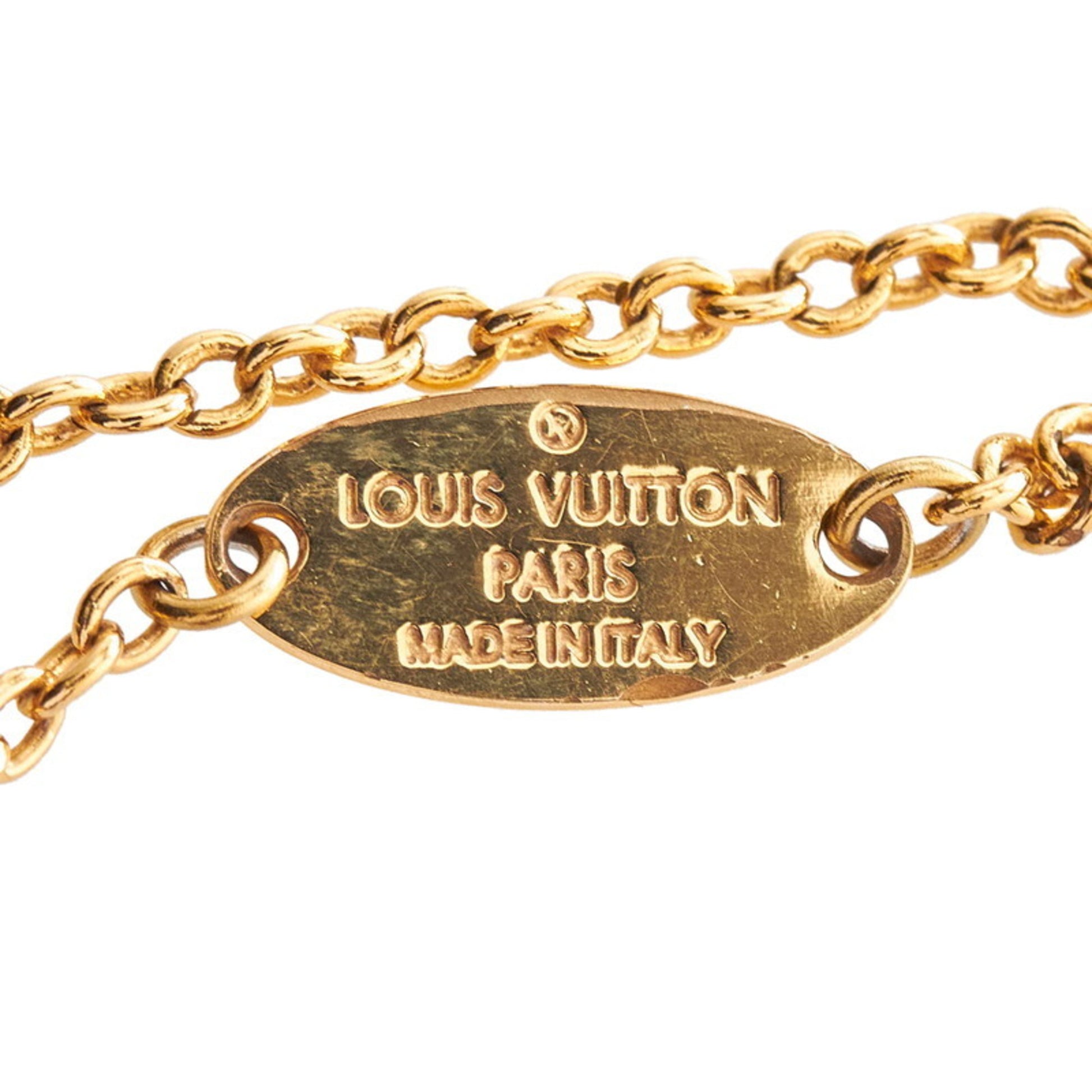 Louis Vuitton Necklace Women M61083 Essential V Gold LV Logo W/Box, Storage  Bag