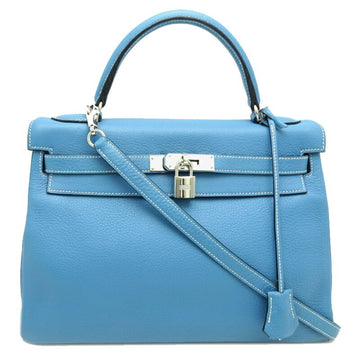 Hermes Kelly 32 ???H stamp Made in 2004 Lady's handbag Taurillon Blue Jean x Palladium (silver) metal fittings