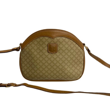 CELINE Vintage Macadam Blason Triomphe Leather Mini Shoulder Bag Pochette Beige 32083