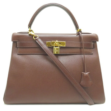 Hermes Kelly 32 D Made in 2000 Women's Handbag Vaux Epsom Dark Brown x