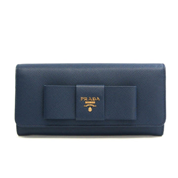 PRADA Saffiano Fiocco Ribbon 1MH132 Women's Saffiano Long Wallet [bi-fold] Bluette
