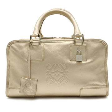 Bag LOEWE Amazona 28 Anagram Handbag Mini Boston Metallic Leather Champagne Gold 311.72.001