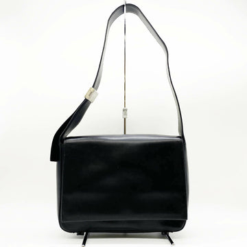 PRADA Shoulder Bag Black Leather Ladies Fashion Simple Brand USED