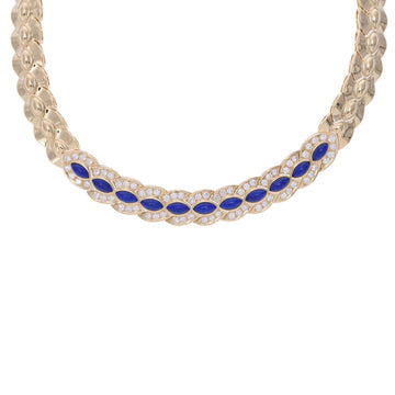 CHRISTIAN DIOR Diamond Lapis Lazuli Women's K18 Yellow Gold Necklace