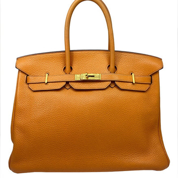 HERMES Birkin 35 Taurillon Clemence Orange handbag G metal fittings Gold N engraved [2010] Women's Men's Unisex