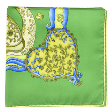 HERMES Carre 90 silk scarf muffler De tout coeur heartily heart green