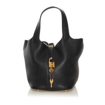 Hermes Picotin Lock PM Handbag Black Taurillon Clemence Women's HERMES