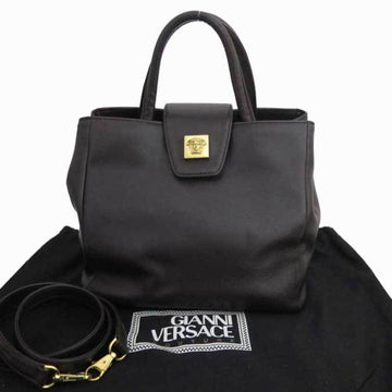 Gianni Versace GIANNI VERSACE 2way bag Medusa dark brown x leather handbag shoulder ladies