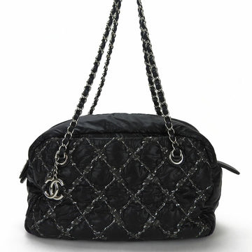 CHANEL Chain Handbag Paris Vizance No. 14 Coco Mark Shoulder Matelasse Nylon Black Tote shoulder bag coco logo black