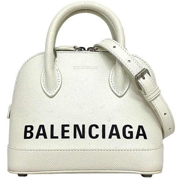 BALENCIAGA 2way Bag Ville Small XXS White Black Everyday 550646 Shoulder Handbag Leather  Print Compact