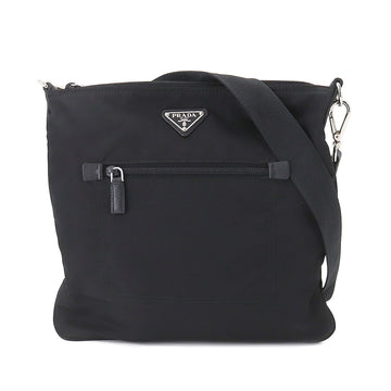 PRADA shoulder bag nylon saffiano leather nero black BT0715 silver metal fittings Shoulder Bag