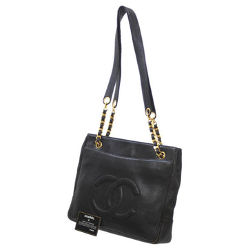 CHANEL Coco Shoulder Bag Caviar Skin Chain Tote Black Guarantee Card Ladies KS
