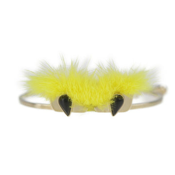 FENDI monster bracelet metal fur gold yellow bangle