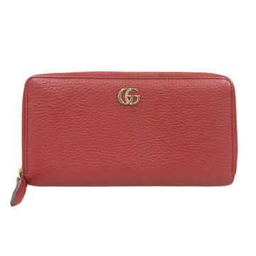 GUCCI GG Marmont Round Long Wallet Leather Red 456117 496334