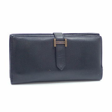 Hermes Bearn Souffle Bifold Long Wallet Ladies Black Vaux Epsom C Engraved Made around 1999 HERMES Leather